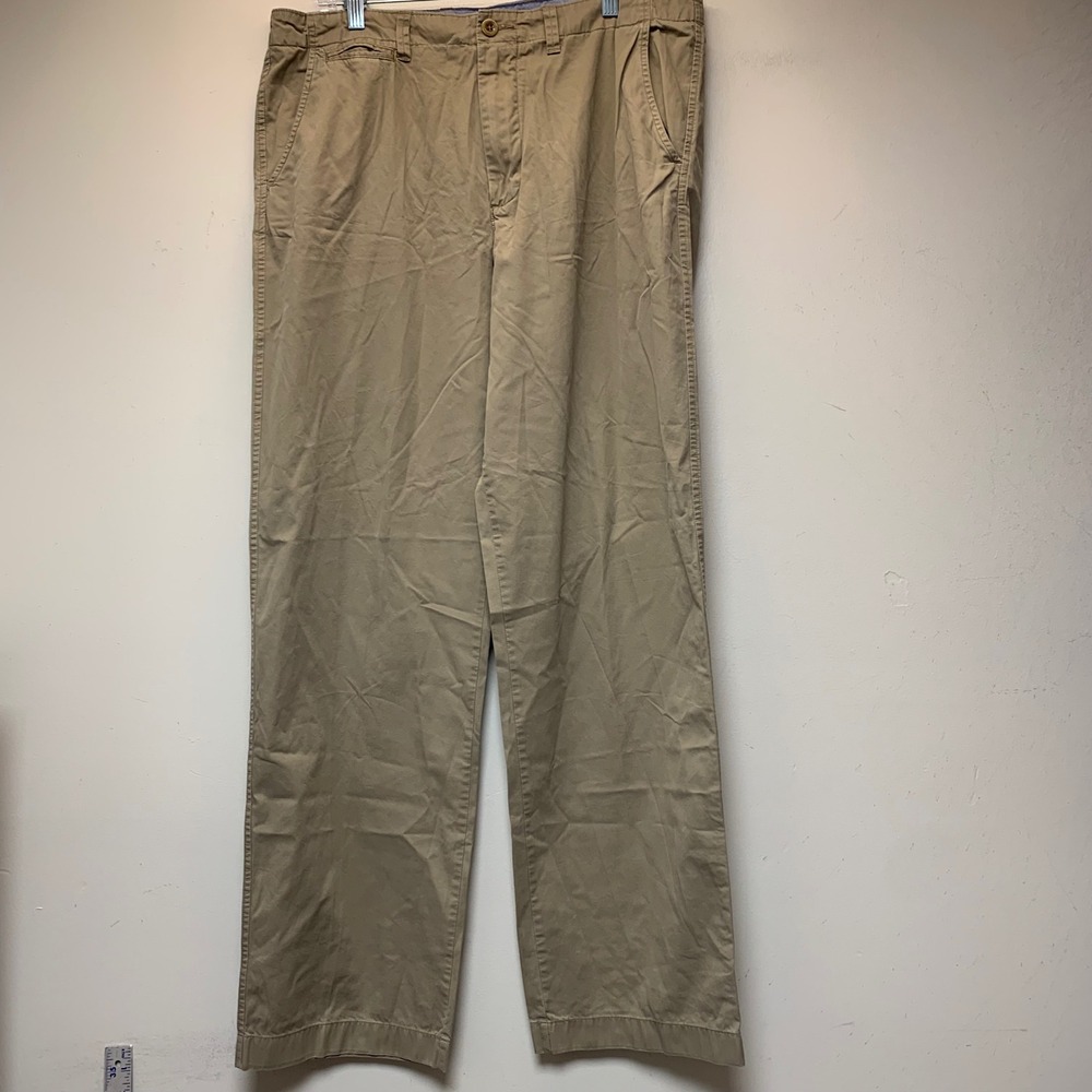 J.Crew Chino Pants Mens 35x34 Tan Khaki Excellent Straight Leg Cotton Trousers